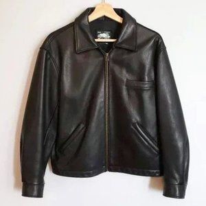 Roots Vintage Black Tribe Leather Bomber Trucker Jacket (Small / Medium)